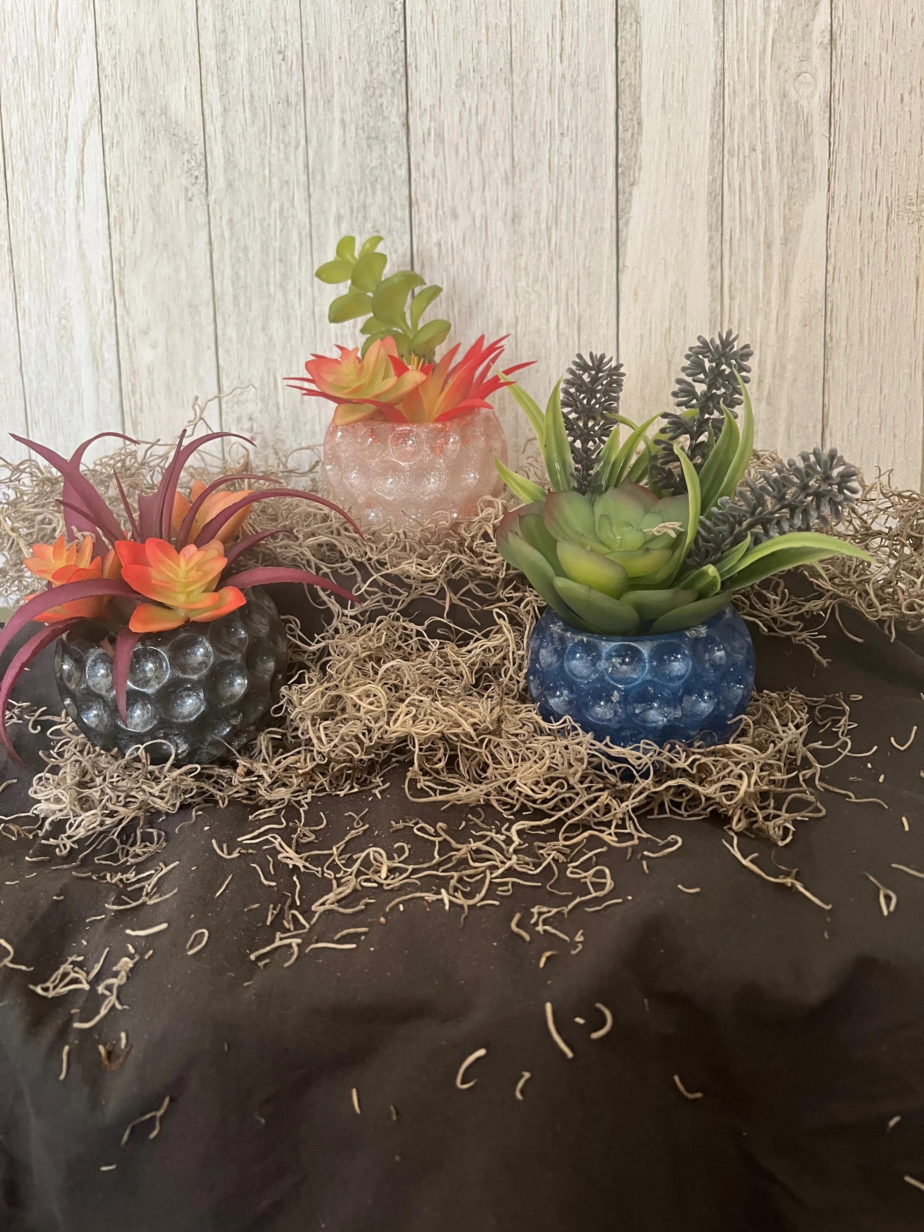 Thumbnail: Handmade crushed glass resin trinket bowls 